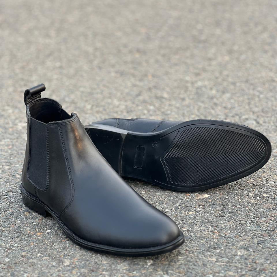 Black Leather Chelsea Boots YL-101 - yehloo.com.pk