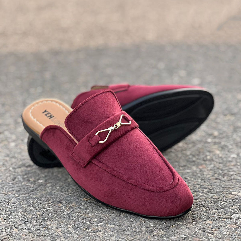 Hand Stitched Maroon Suede Mule