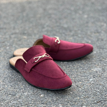 Hand Stitched Maroon Suede Mule