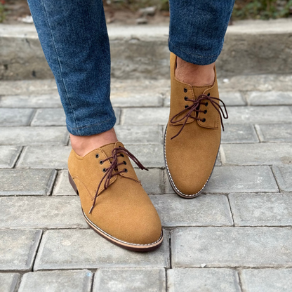 Handmade Sueded Brown Lace Shoes