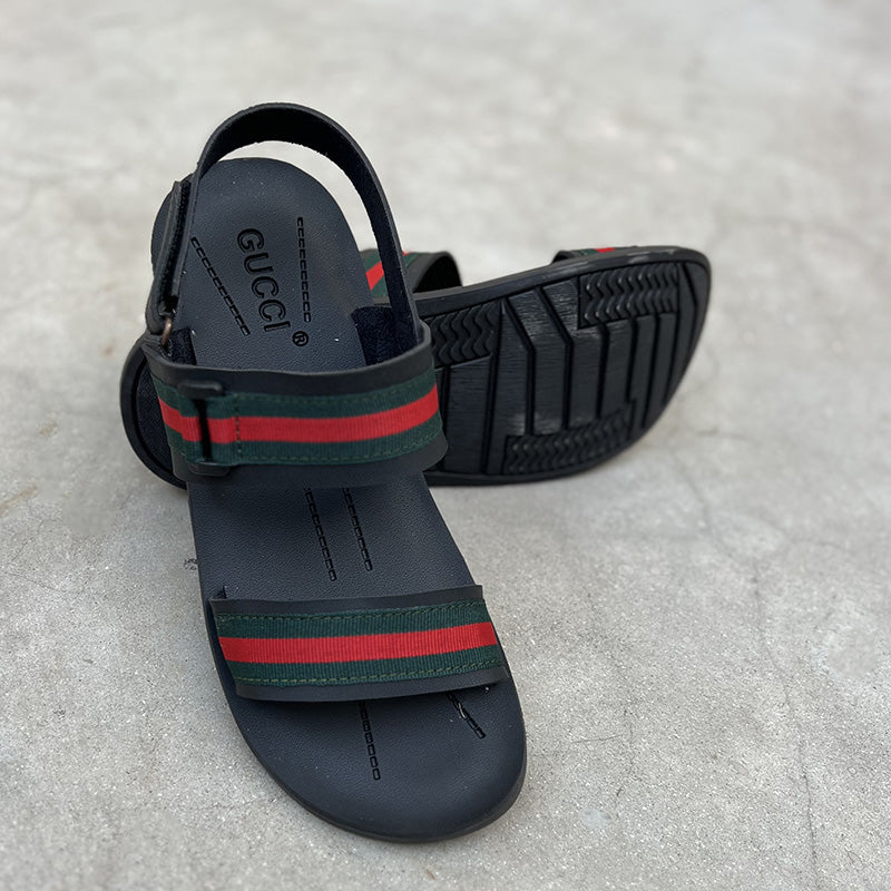 The Red and Green Strip Sandal - yehloo.com.pk