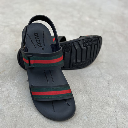 The Red and Green Strip Sandal - yehloo.com.pk