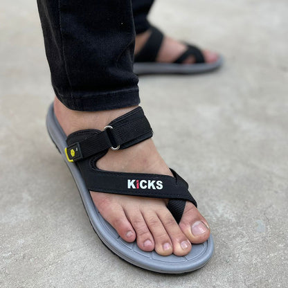 The Kicks Black Chappal - yehloo.com.pk